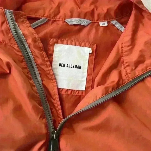 Ben Sherman rain jacket zip portable rust orange jacket size large - Picture 5 of 5